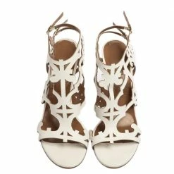 Hermes White Leather Karlotta Cut Out Ankle Strap Sandal Size 40 For Women 12 Hermes White Leather Karlotta Cut Out Ankle Strap Sandal Size 40 For Women -Deals Hermes Store luxury women hermes used shoes p341085 004