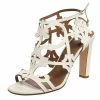 Hermes White Leather Karlotta Cut Out Ankle Strap Sandal Size 40 For Women