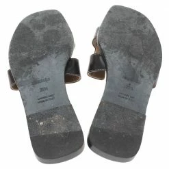 Hermes Black Leather Oran Flat Slides Size 39.5 For Women -Deals Hermes Store luxury women hermes used shoes p341569 008