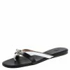 Hermes Black/White Leather Corfu Thong Sandals Size 37 For Women -Deals Hermes Store luxury women hermes used shoes p347557 006
