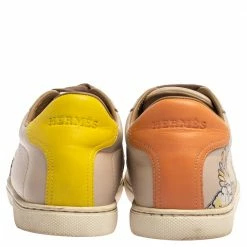 Hermes Beige Pégase Pop Print Leather Quicker Low Top Sneakers Size 38 For Women -Deals Hermes Store luxury women hermes used shoes p347990 005