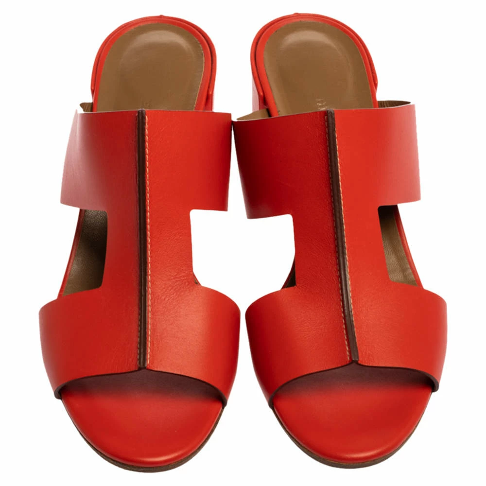 Hermes Cappucine Leather Ostia Slide Sandals Size 39.5 For Women 5 Hermes Cappucine Leather Ostia Slide Sandals Size 39.5 For Women - Image 3