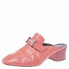 Hermes Peachy Pink Leather Trocadero Mule Sandals Size 36 For Women