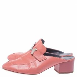 Hermes Peachy Pink Leather Trocadero Mule Sandals Size 36 For Women -Deals Hermes Store luxury women hermes used shoes p350553 009