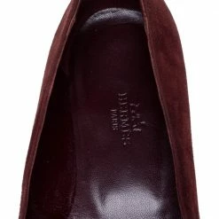 Hermes Burgundy Suede Nice Flats Size 36 For Women -Deals Hermes Store luxury women hermes used shoes p350943 004
