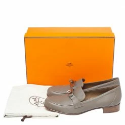 Hermes Tan Green Leather Kelly Loafers Size 36.5 For Women -Deals Hermes Store luxury women hermes used shoes p351635 008