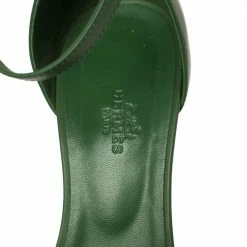 Hermes Hermès Green Leather Legend Wedge Sandals Size 40 For Women -Deals Hermes Store luxury women hermes used shoes p352490 006