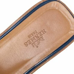 Hermes Blue Patent Leather Oran Slide Sandals Size 38 For Women -Deals Hermes Store luxury women hermes used shoes p354048 005