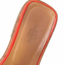 Hermes Orange Patent Leather Oran Flats Size 38 For Women -Deals Hermes Store luxury women hermes used shoes p354107 007
