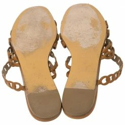 Hermes Brown Leather Chaine D'Ancre Slide Sandals Size 39 For Women -Deals Hermes Store luxury women hermes used shoes p354519 002