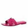 Hermes Pink Leather Oran Slide Flats Size 37 For Women -Deals Hermes Store luxury women hermes used shoes p355364 005
