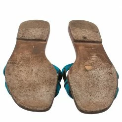 Hermes Hermès Blue Suede Oran Laurier Sandals Size 38 For Women -Deals Hermes Store luxury women hermes used shoes p355447 001