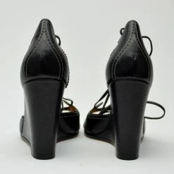 Hermes Black Leather Wedges Size 37 For Women -Deals Hermes Store luxury women hermes used shoes p35802 005