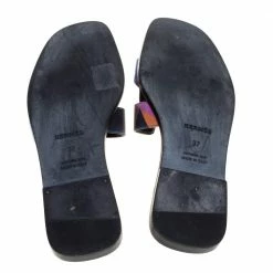 Hermes Multicolor Modernisme Tropical Print Canvas Oran Flat Slides Size 37 For Women -Deals Hermes Store luxury women hermes used shoes p358209 001