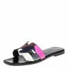 Hermes Multicolor Modernisme Tropical Print Canvas Oran Flat Slides Size 37 For Women -Deals Hermes Store luxury women hermes used shoes p358209 006