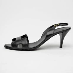 Hermes Black Leather Night Sandals Size 38 For Women -Deals Hermes Store luxury women hermes used shoes p35850 002