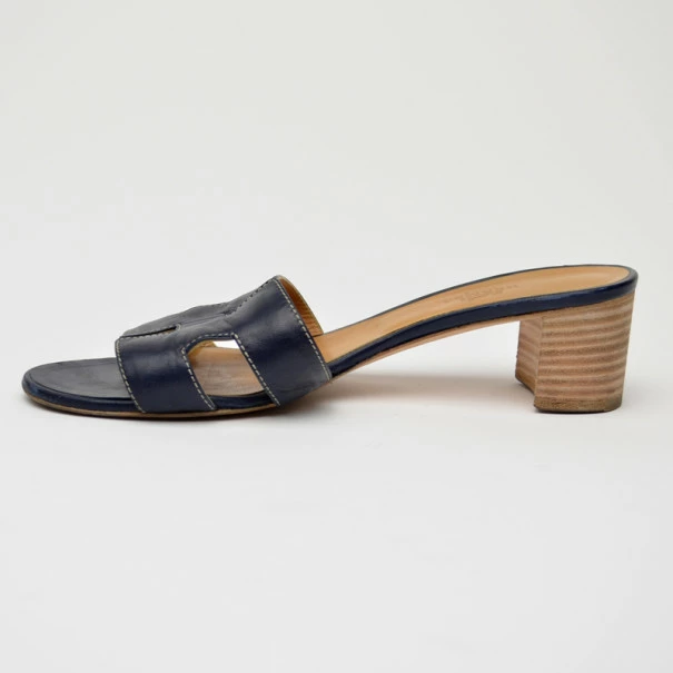Hermes Navy Blue Oasis Sandals Size 38 For Women 4 Hermes Navy Blue Oasis Sandals Size 38 For Women - Image 2