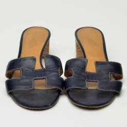 Hermes Navy Blue Oasis Sandals Size 38 For Women 12 Hermes Navy Blue Oasis Sandals Size 38 For Women -Deals Hermes Store luxury women hermes used shoes p35855 003
