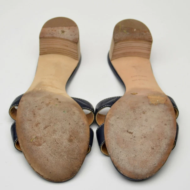 Hermes Navy Blue Oasis Sandals Size 38 For Women 7 Hermes Navy Blue Oasis Sandals Size 38 For Women - Image 5