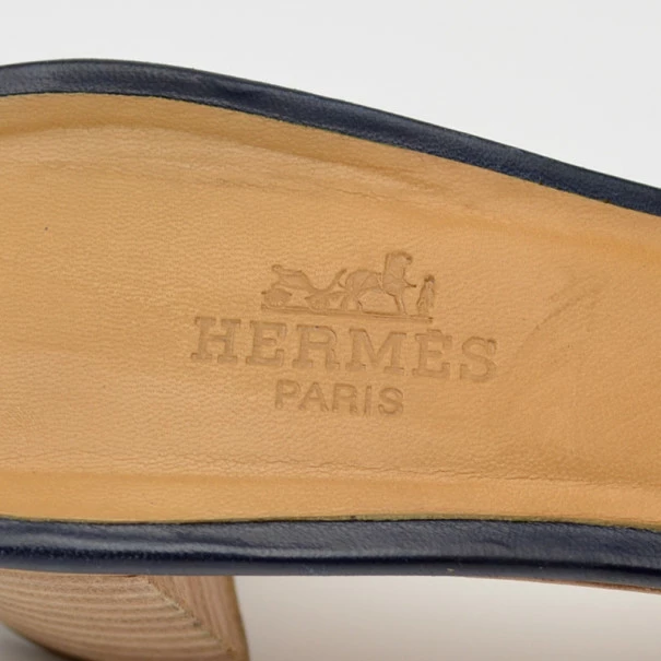 Hermes Navy Blue Oasis Sandals Size 38 For Women 9 Hermes Navy Blue Oasis Sandals Size 38 For Women - Image 7
