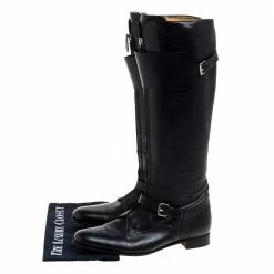 Hermes Black Leather Knee Length Boots Size 37 For Women -Deals Hermes Store luxury women hermes used shoes p361091 008