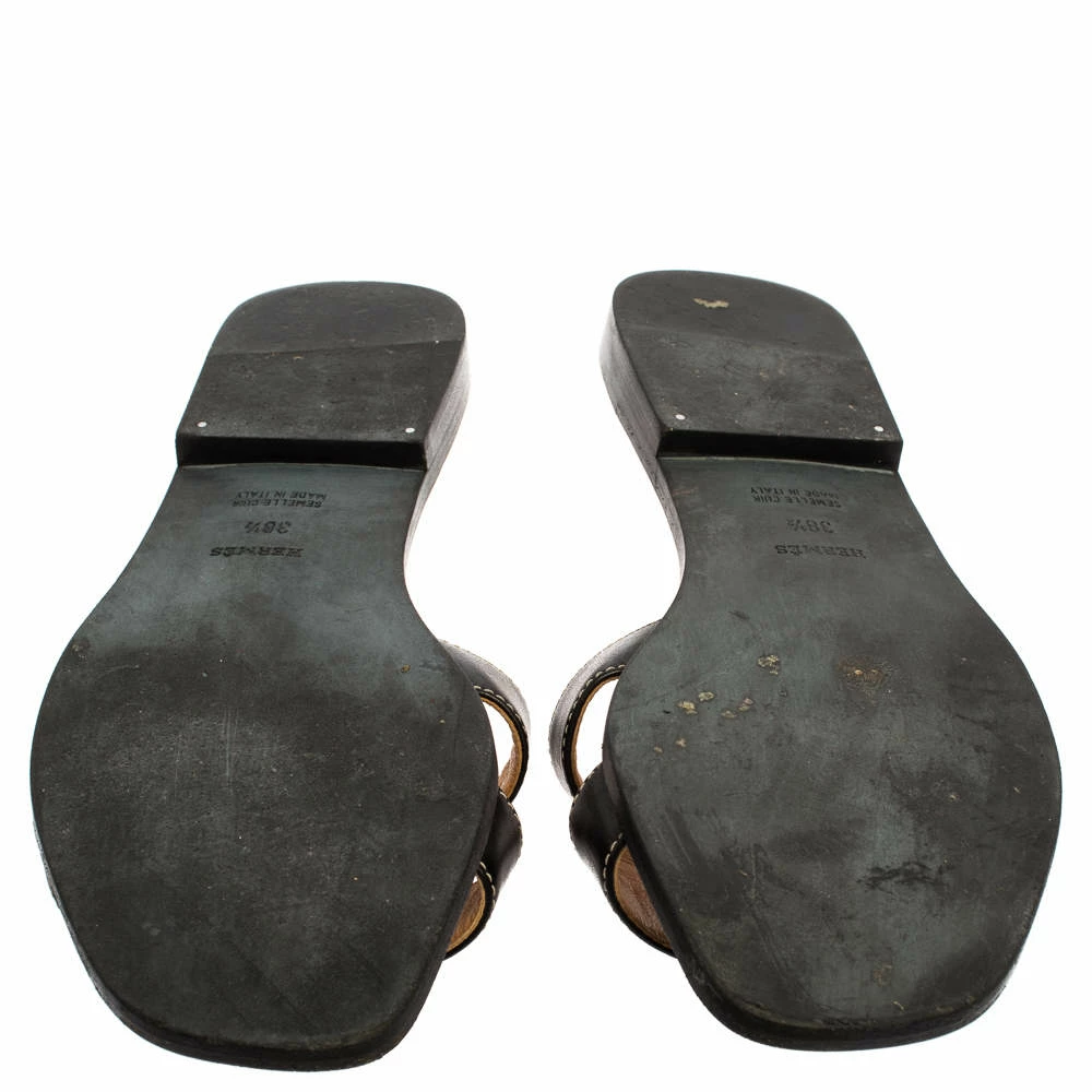 Hermes Black Leather Oran Slide Sandals Size 38.5 For Women 8 Hermes Black Leather Oran Slide Sandals Size 38.5 For Women - Image 6