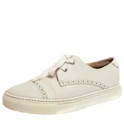 Hermes White Leather Low Top Sneakers Size 36 For Women