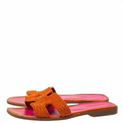 Hermes Orange Twisted Metal Thread Oran Sandals Size 37 For Women 13 Hermes Orange Twisted Metal Thread Oran Sandals Size 37 For Women -Deals Hermes Store luxury women hermes used shoes p372075 002