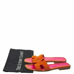 Hermes Orange Twisted Metal Thread Oran Sandals Size 37 For Women 17 Hermes Orange Twisted Metal Thread Oran Sandals Size 37 For Women -Deals Hermes Store luxury women hermes used shoes p372075 010