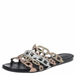 Hermes Metallic Multicolor Leather Thalassa Flats Size 39 For Women