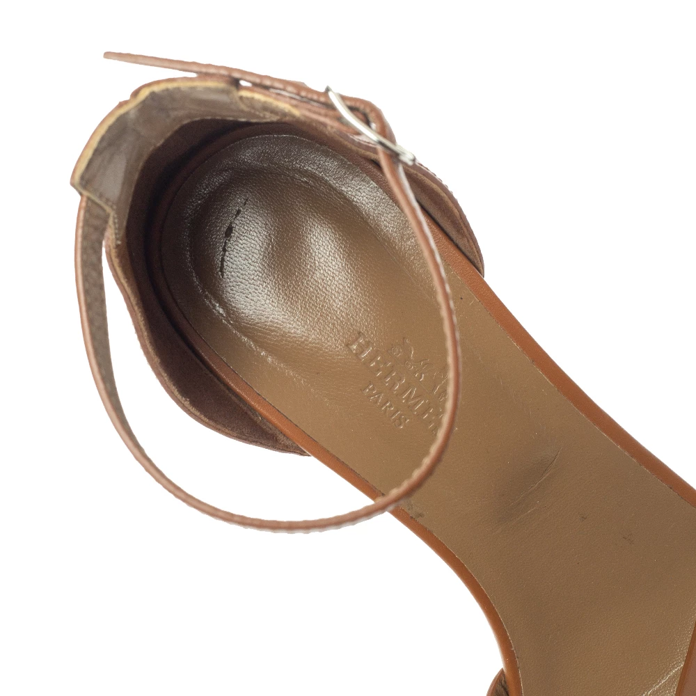 Hermes Brown Leather Legend Wedge Sandals Size 39 For Women 9 Hermes Brown Leather Legend Wedge Sandals Size 39 For Women - Image 7