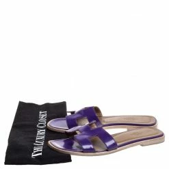 Hermes Purple Leather Oran Slide Sandals Size 36 For Women -Deals Hermes Store luxury women hermes used shoes p373708 002