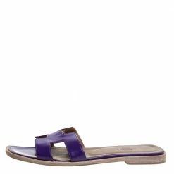 Hermes Purple Leather Oran Slide Sandals Size 36 For Women -Deals Hermes Store luxury women hermes used shoes p373708 003