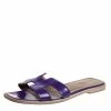 Hermes Purple Leather Oran Slide Sandals Size 36 For Women -Deals Hermes Store luxury women hermes used shoes p373708 004