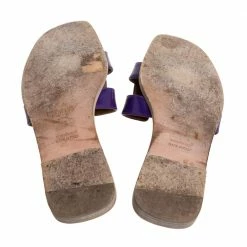 Hermes Purple Leather Oran Slide Sandals Size 36 For Women -Deals Hermes Store luxury women hermes used shoes p373708 008
