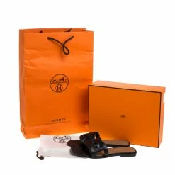 Hermes Black Leather Omaha Flat Slides Size 37 For Women -Deals Hermes Store luxury women hermes used shoes p373717 008
