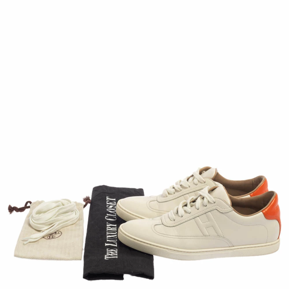 Hermes White Leather Lace Up Low Top Sneakers Size 37 For Women 10 Hermes White Leather Lace Up Low Top Sneakers Size 37 For Women - Image 8