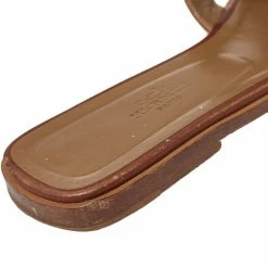 Hermes Tan Leather Oran Sandals Size 39.5 For Women -Deals Hermes Store luxury women hermes used shoes p380978 008