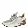 Hermes Silver Leather And Suede Trail Low Top Sneakers Size 38.5 For Women -Deals Hermes Store luxury women hermes used shoes p381059 008