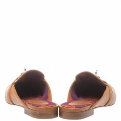 Hermes Brown Leather Palladium Plated Oz Flat Mules Size 37.5 For Women -Deals Hermes Store luxury women hermes used shoes p381540 006