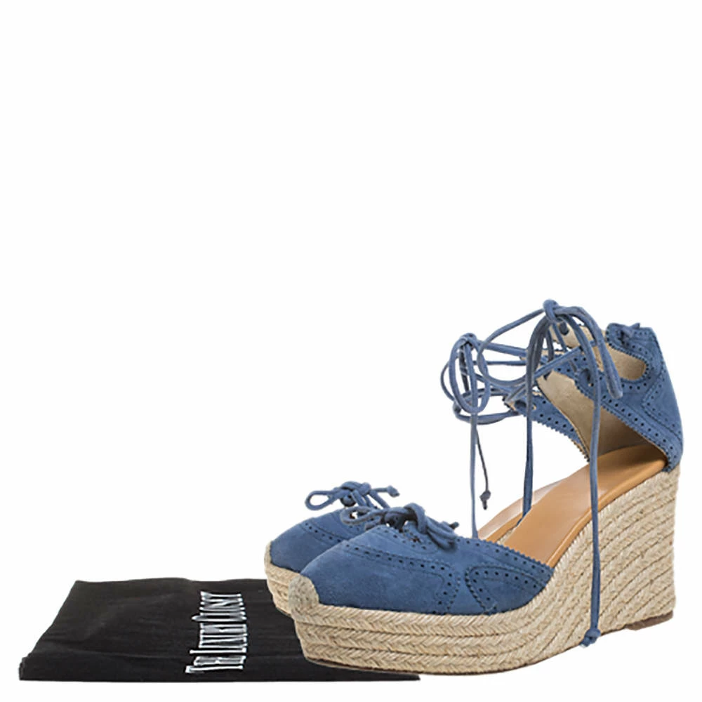 Hermes Blue Suede Espadrille Wedge Platform Sandals Size 38 For Women 10 Hermes Blue Suede Espadrille Wedge Platform Sandals Size 38 For Women - Image 8