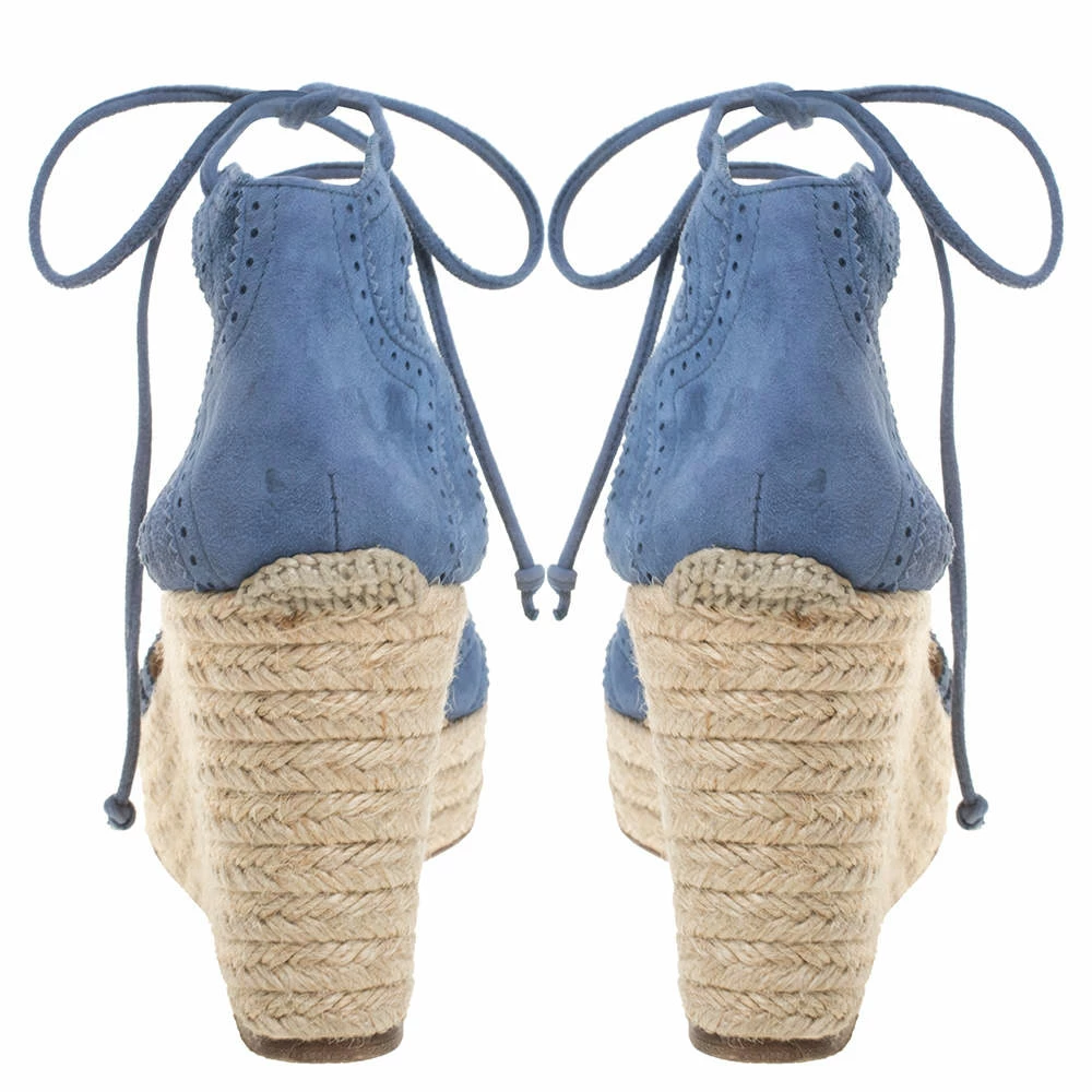 Hermes Blue Suede Espadrille Wedge Platform Sandals Size 38 For Women 7 Hermes Blue Suede Espadrille Wedge Platform Sandals Size 38 For Women - Image 5