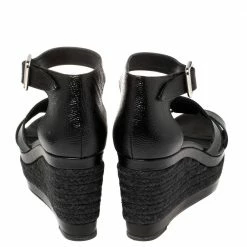 Hermes Black Textured Leather Ilana Espadrille Wedge Sandals Size 39 For Women 14 Hermes Black Textured Leather Ilana Espadrille Wedge Sandals Size 39 For Women -Deals Hermes Store luxury women hermes used shoes p383027 003