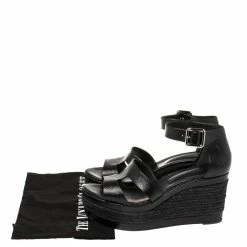 Hermes Black Textured Leather Ilana Espadrille Wedge Sandals Size 39 For Women 17 Hermes Black Textured Leather Ilana Espadrille Wedge Sandals Size 39 For Women -Deals Hermes Store luxury women hermes used shoes p383027 009