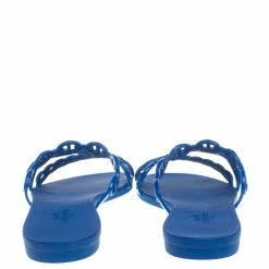 Hermes Blue Rubber Chaine D'Ancre Rivage Slide Sandals Size 37 For Women -Deals Hermes Store luxury women hermes used shoes p384598 002