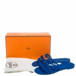Hermes Blue Rubber Chaine D'Ancre Rivage Slide Sandals Size 37 For Women -Deals Hermes Store luxury women hermes used shoes p384598 008