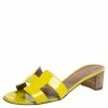 Hermes Yellow Leather Oasis Slide Sandals Size 40 For Women -Deals Hermes Store luxury women hermes used shoes p387538 004