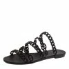 Hermes Black Rubber D'ancre Chaine Rivage Flats Size 40 For Women