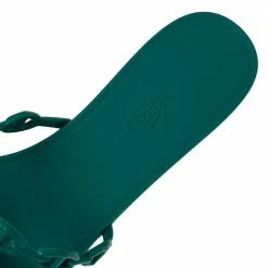 Hermes Green Rubber Chaine D'Ancre Rivage Slide Sandals Size 41 For Women -Deals Hermes Store luxury women hermes used shoes p388412 007