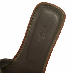 Hermes Grey Ostrich Leather Oran Flats Size 39 For Women -Deals Hermes Store luxury women hermes used shoes p388584 001